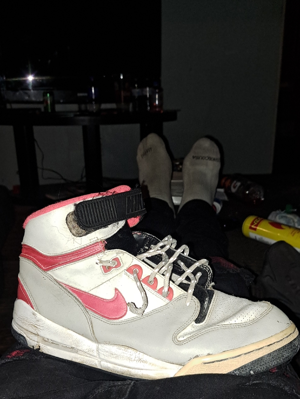 Nike White and Pink Vintage High-Top Sneakers